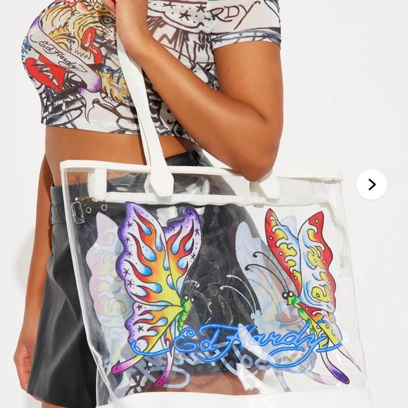Ed Hardy NWT Clear Butterfly Tote w/ Wallet – $159 MSRP – Iconic Y2K Bag - Picture 8 of 8